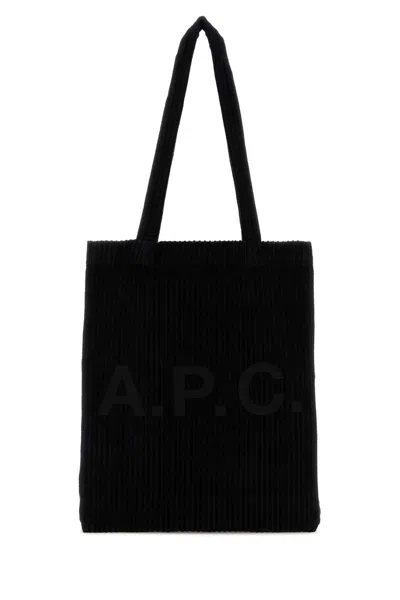 APC BLACK CORDUROY LOU SHOPPING BAG