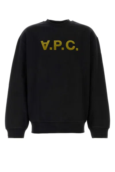 APC A. P.C. MEN BLACK CREWNECK LOGO SWEATSHIRT, L LUXURY SWEATSHIRTS & HOODIES FOR MEN DARVEYS