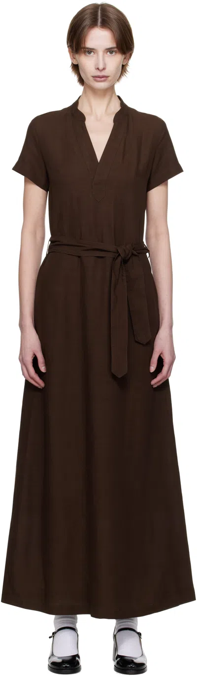 APC BROWN ANNELIE MIDI DRESS