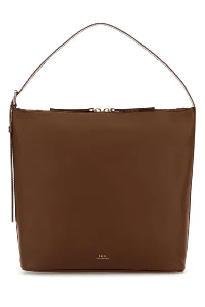 APC A.P.C. BROWN LEATHER VERA SHOULDER BAG