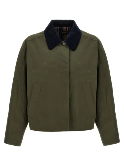 APC A. P.C. WOMEN GREEN BECCA JACKET, S LUXURY JACKETS FOR WOMEN DARVEYS