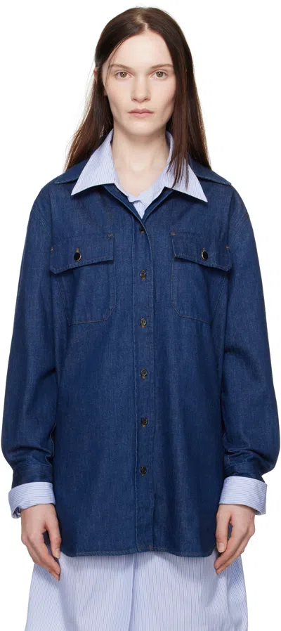 APC INDIGO ANASTASIA BARBIERI EDITION MARE DENIM SHIRT