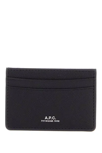 APC A.P.C. MINIMALIST BLACK CALFSKIN CREDIT CARD HOLDER MEN