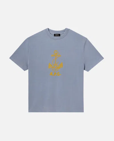 APC A. P.C. MEN SKY BLUE DAVY T-SHIRT, L LUXURY T-SHIRTS FOR MEN DARVEYS