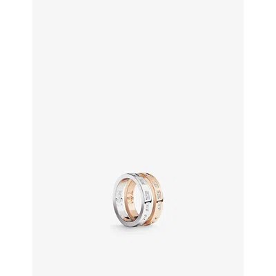 APM MONACO WOMENS TOI MOI MORSE CODE 18CT ROSE GOLD-PLATED STERLING SILVER AND CUBIC ZIRCONIA RING