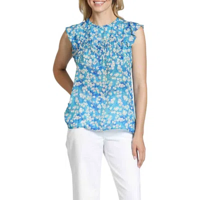 APNY APNY FLORAL PRINT FLUTTER SLEEVE TOP