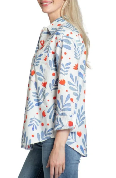 APNY APNY OVERSIZE FEATHER PRINT BUTTON-UP SHIRT