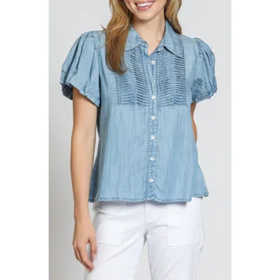 APNY APNY PINTUCK ACCENT PUFF SLEEVE BUTTON-UP SHIRT