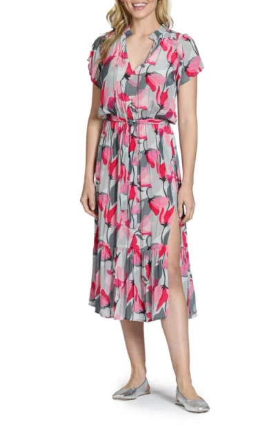 APNY APNY PRINT SHORT SLEEVE MIDI DRESS