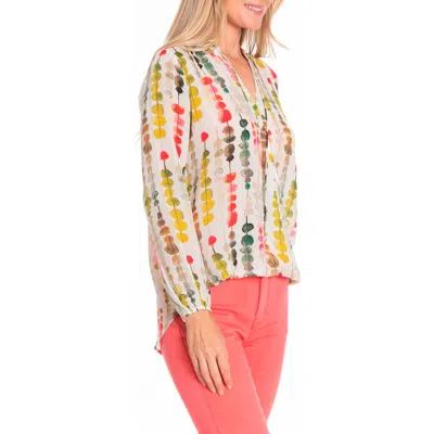 APNY APNY PRINT TASSEL SURPLICE CHIFFON TOP