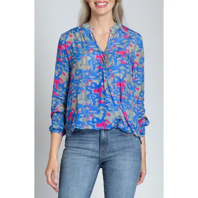 APNY APNY PRINT TASSEL SURPLICE CHIFFON TOP