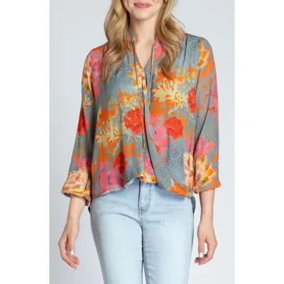 APNY APNY PRINT TASSEL SURPLICE CHIFFON TOP