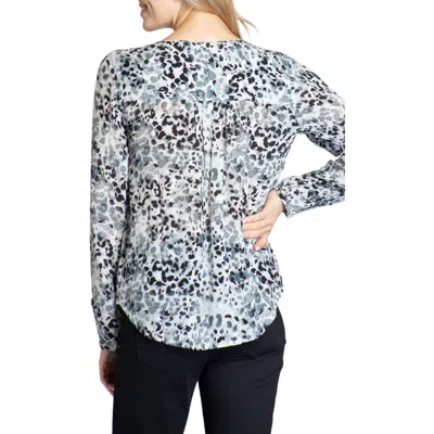 APNY APNY WATERCOLOR PRINT RUFFLE V-NECK CHIFFON TOP