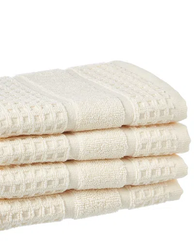 APOLLO TOWELS APOLLO TOWELS SET OF 4 TURKISH WAFFLE TERRY WASHCLOTHS