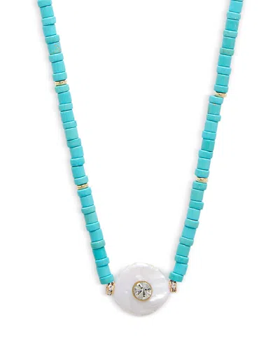 AQUA BLUE BEAD EVIL EYE PENDANT NECKLACE, 16-19 - EXCLUSIVE