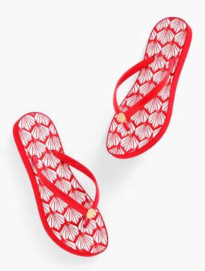 AQUA CLUB BEA MOLDED THONG FLIP FLOPS - AQUA CLUB FIJI SHELL SWEATERS - RED PEPPER/WHITE - 11M TALBOTS