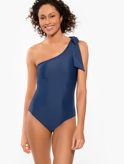 AQUA CLUB MISSES - AQUA CLUB BOW SHOULDER ONE-PIECE SWIMSUIT - INK - XL TALBOTS
