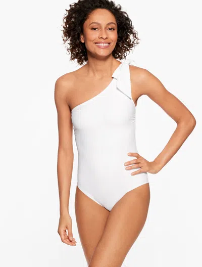 AQUA CLUB MISSES - AQUA CLUB BOW SHOULDER ONE-PIECE SWIMSUIT - WHITE - MEDIUM TALBOTS