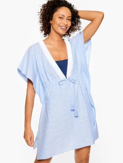 AQUA CLUB MISSES - AQUA CLUB EMBELLISHED CAFTAN COVER-UP - LIGHT CHAMBRAY - XS/S - 100% COTTON TALBOTS