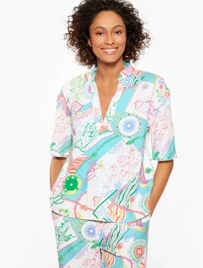 AQUA CLUB MISSES - AQUA CLUB GAUZE POPOVER SHIRT SHIRT COVER-UP - CÃ´TE D'AZUR - VIVID TURQUOISE - MEDIUM - 10