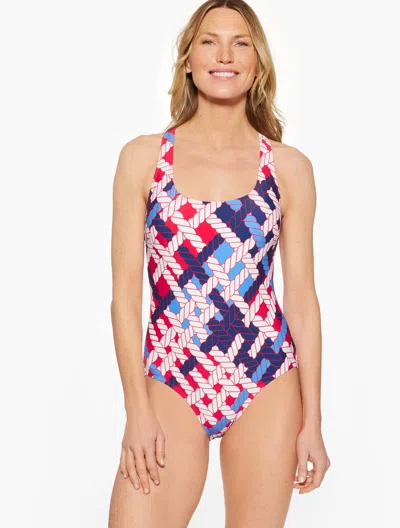 AQUA CLUB MISSES - AQUA CLUB SCOOP NECK ONE-PIECE SWIMSUIT - NAUTICAL VIBES - RED PEPPER - LARGE TALBOTS