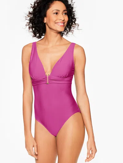 AQUA CLUB MISSES - AQUA CLUB V-NECK ONE-PIECE SWIMSUIT - WILD ASTER - MEDIUM TALBOTS