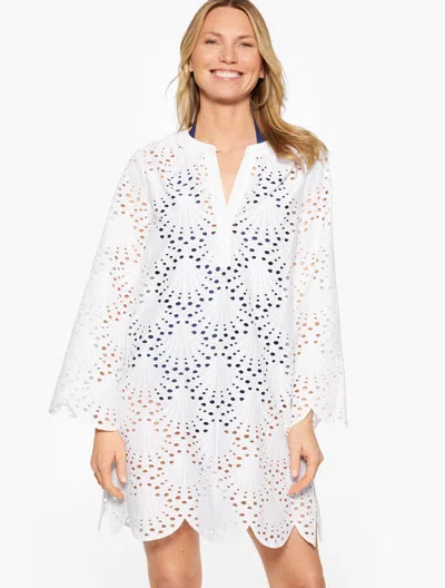AQUA CLUB PLUS SIZE - AQUA CLUB EYELET DRESS COVER-UP - WHITE - 1X TALBOTS
