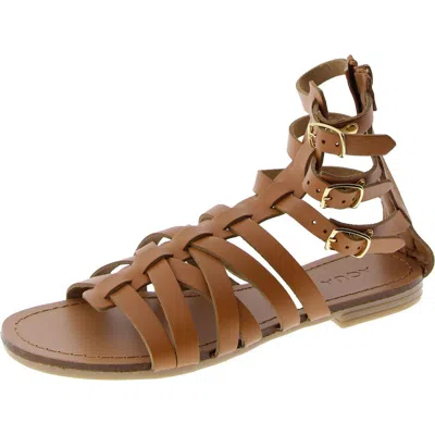 AQUA EMIL WOMENS LEATHER STRAPPY GLADIATOR SANDALS