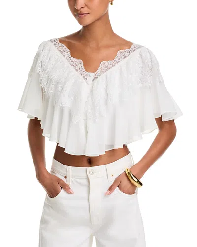 AQUA LACE RUFFLE TOP - EXCLUSIVE