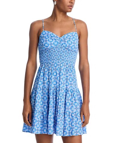 AQUA PRINTED TIERED SLEEVELESS MINI DRESS- EXCLUSIVE