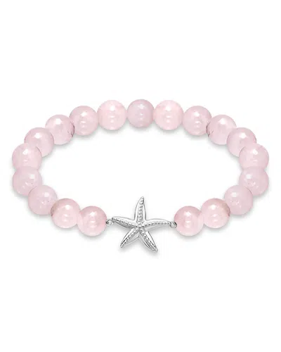 AQUA STARFISH CHARM GEMSTONE BEADED STRETCH BRACELET IN STERLING SILVER - EXCLUSIVE