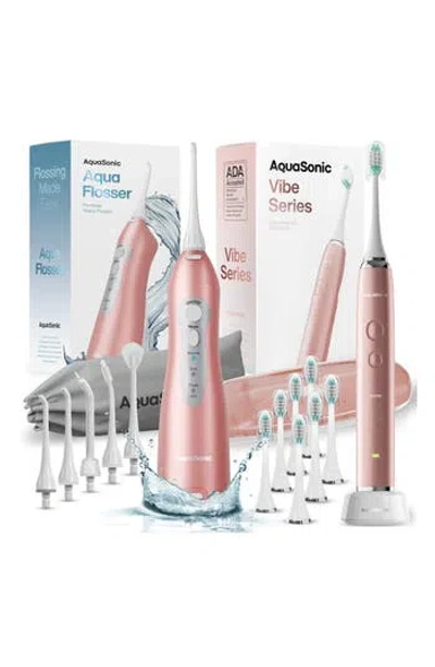 AQUASONIC AQUASONIC VIBE SERIES ULTRA-WHITENING TOOTHBRUSH & AQUA FLOSSER SET
