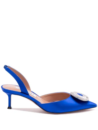 AQUAZZURA 50M CRYSTAL HOOP SLING PUMPS