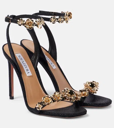AQUAZZURA BLOOM 105 EMBELLISHED SANDALS