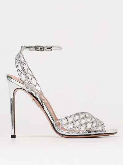 AQUAZZURA HEELED SANDALS AQUAZZURA WOMAN COLOR SILVER