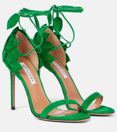 AQUAZZURA HIBISCUS 105 SUEDE SANDALS