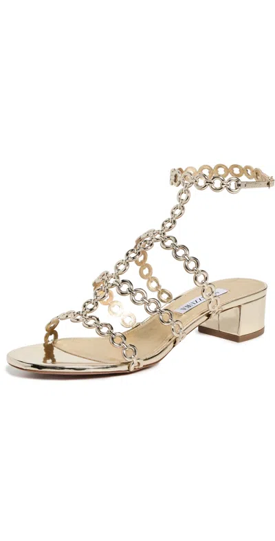 AQUAZZURA INFINITY CHAIN SANDALS 35MM SOFT GOLD
