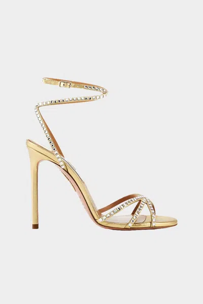 AQUAZZURA LAST DANCE SANDAL 105 IN GOLD