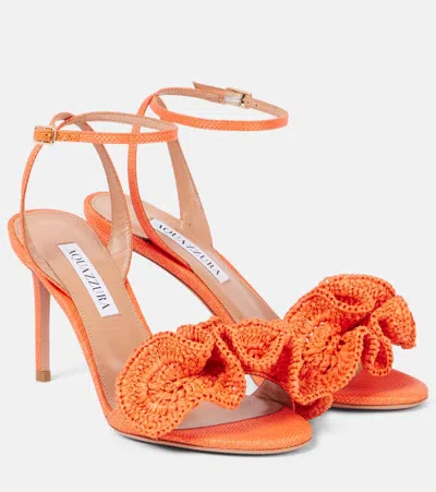 AQUAZZURA NOCHES TROPICALES 85 RAFFIA SANDALS