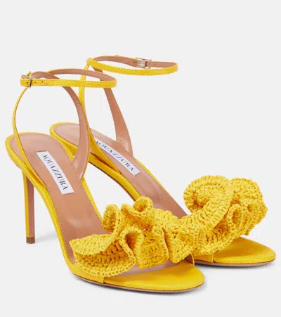 AQUAZZURA NOCHES TROPICALES 85 RAFFIA SANDALS
