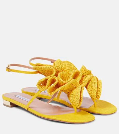 AQUAZZURA NOCHES TROPICALES RAFFIA THONG SANDALS
