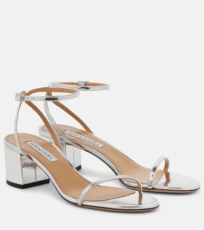 AQUAZZURA OLIE 50 MIRRORED LEATHER SANDALS