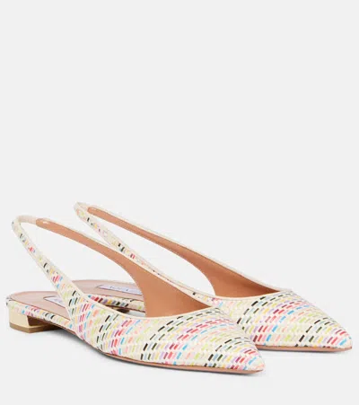 AQUAZZURA PURIST SLING WOVEN SLINGBACK FLATS