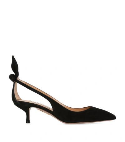 AQUAZZURA SUEDE BOW TIE PUMPS 50
