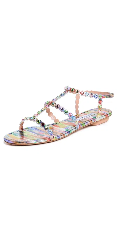 AQUAZZURA TEQUILA FLAT SANDALS RAINBOW