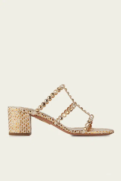 AQUAZZURA TEQUILA SANDAL 50 IN SOFT GOLD