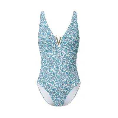 AQVA SWIMWEAR WOMEN'S BLUE PRINT AIGUABLAVA ONE-PIECE SWIMSUIT