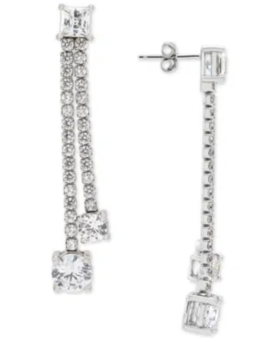 ARABELLA CUBIC ZIRCONIA DOUBLE DROP EARRINGS IN STERLING SILVER