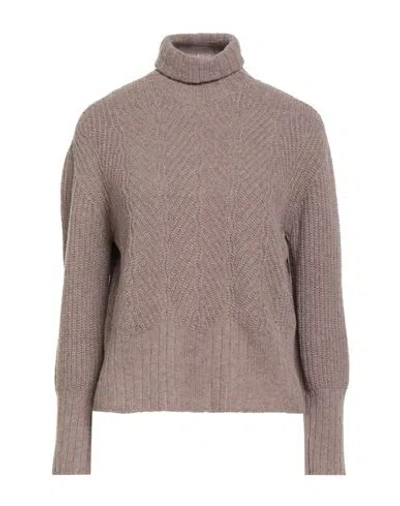 ARAGONA ARAGONA WOMAN TURTLENECK TAUPE SIZE 8 WOOL, CASHMERE