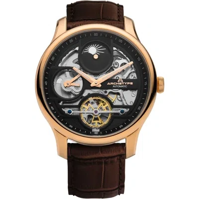 ARCHETYPE ARCHETYPE ARCHER AUTOMATIC ROSE GOLD BROWN WATCH - BRAND